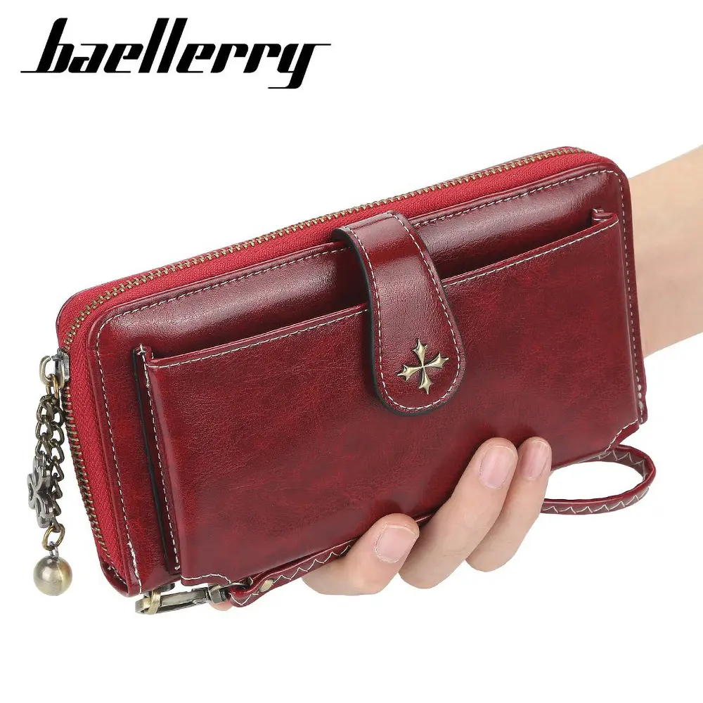 Baellerry Pebble Grain Vegan Wallet 2025 - Women's Pure Tone RFID-Free Organizer, Large Capacity Card Holder Gift