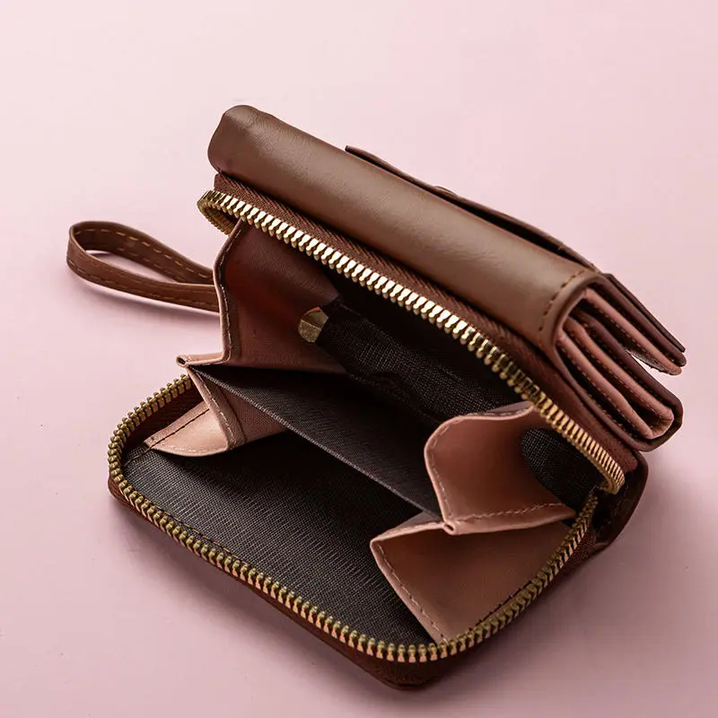 Wallet for Women Triple Fold Short Hasp Purse Female Cute Solid Color Small Coin Card Holders Clutch New Ladies Wallets