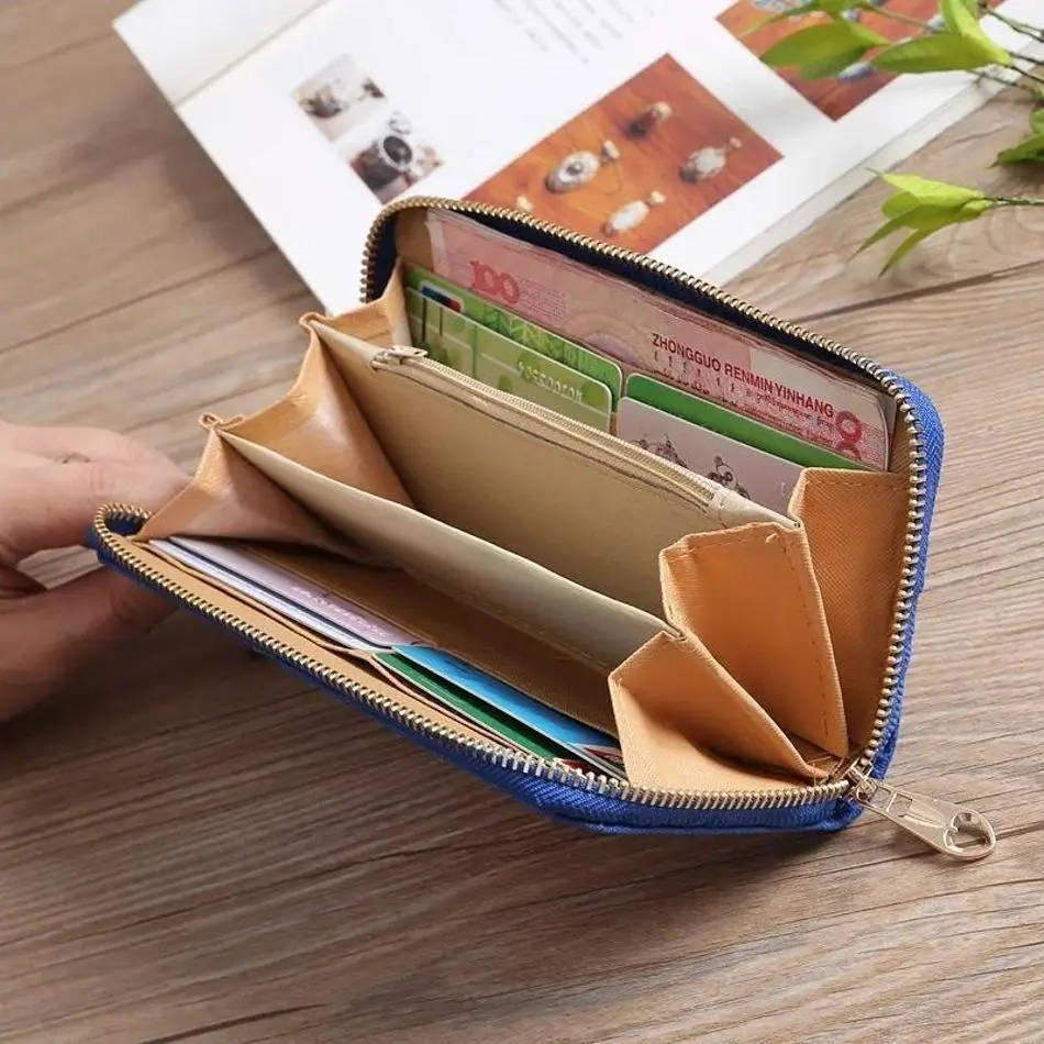 New Ladies Retro Embroidered Wallet Ethnic Style Hand Carry Single Pull Fabric Bag Clutch Double Sided Embroidery Women's Wallet