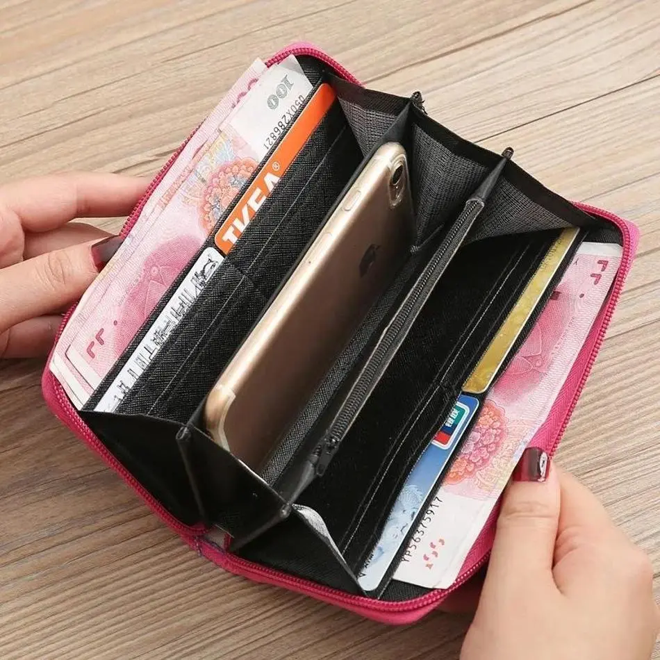 New Ladies Retro Embroidered Wallet Ethnic Style Hand Carry Single Pull Fabric Bag Clutch Double Sided Embroidery Women's Wallet