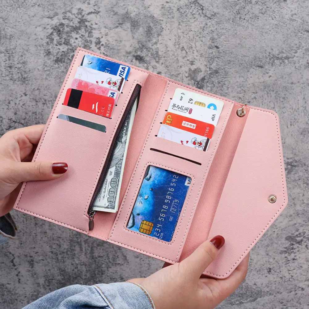 New tassel pendant women's wallet, long fashionable coin purse, Korean version cute student zipper card bag and coin bag