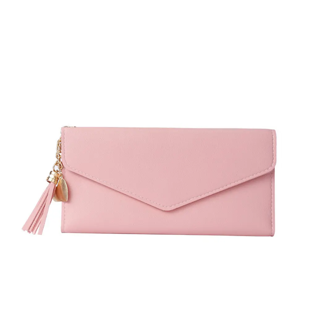 New tassel pendant women's wallet, long fashionable coin purse, Korean version cute student zipper card bag and coin bag