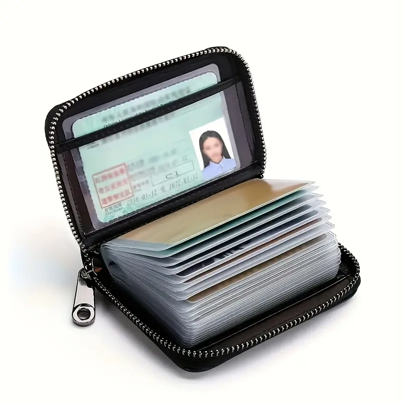 Mini Minimalist Classic Multi-card Man Wallet, RFID Blocking Women Coin Purse with Zipper, Unisex Solid Color Credit Card Holder