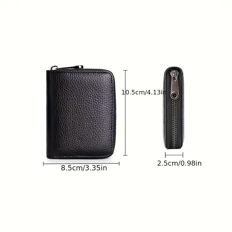 Mini Minimalist Classic Multi-card Man Wallet, RFID Blocking Women Coin Purse with Zipper, Unisex Solid Color Credit Card Holder