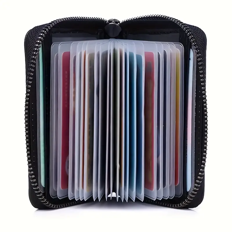 Mini Minimalist Classic Multi-card Man Wallet, RFID Blocking Women Coin Purse with Zipper, Unisex Solid Color Credit Card Holder