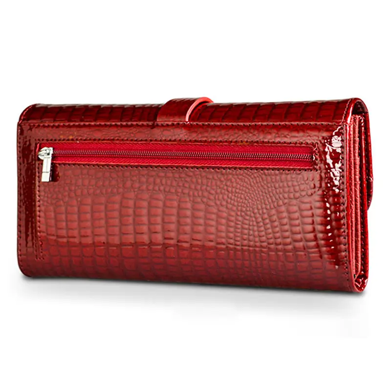 Fashion Women's Genuine Leather Handbags Women	Luxury Designer Wallets	Shiny Long Purses 2022 Ladies Elegant Clutch Bag