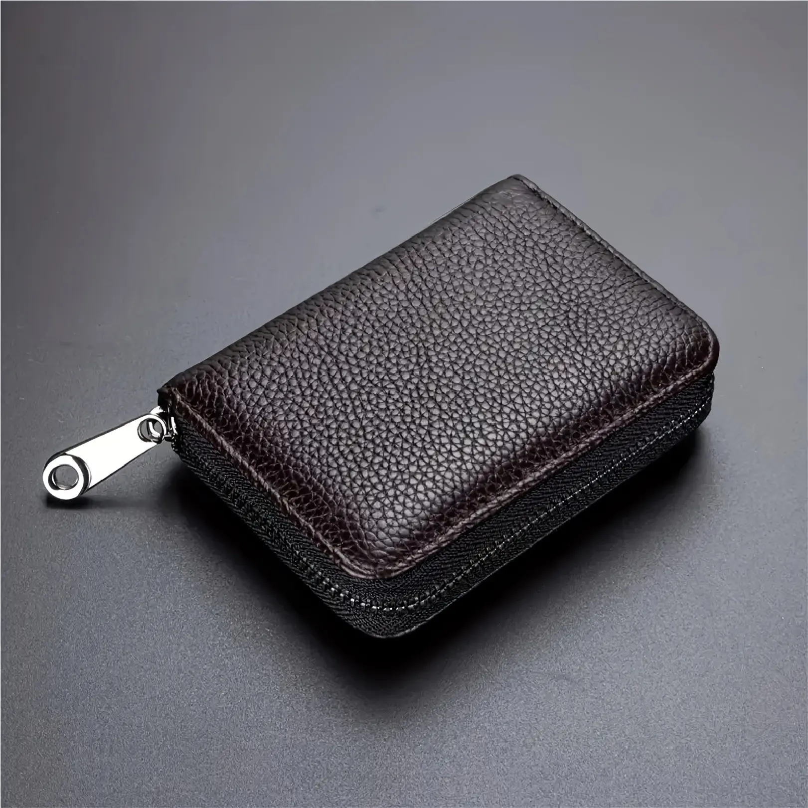 Mini Minimalist Classic Multi-card Man Wallet, RFID Blocking Women Coin Purse with Zipper, Unisex Solid Color Credit Card Holder