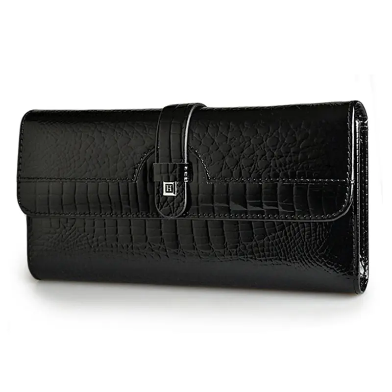 Fashion Women's Genuine Leather Handbags Women	Luxury Designer Wallets	Shiny Long Purses 2022 Ladies Elegant Clutch Bag