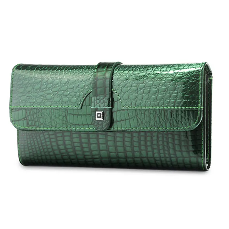 Fashion Women's Genuine Leather Handbags Women	Luxury Designer Wallets	Shiny Long Purses 2022 Ladies Elegant Clutch Bag