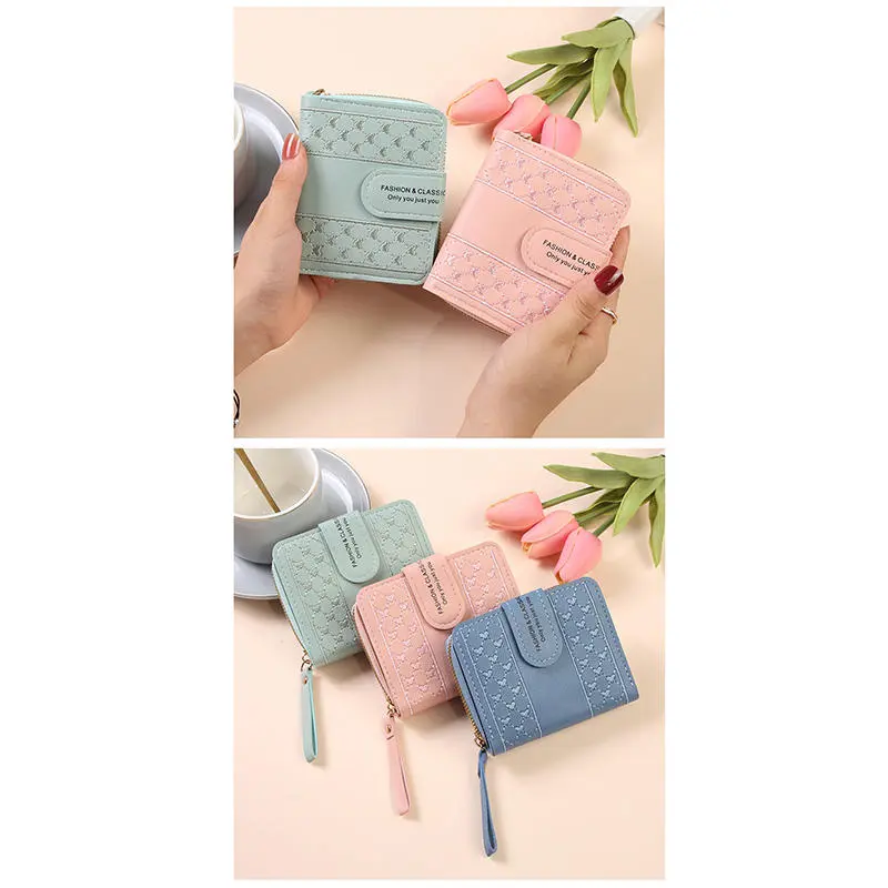 Fashion Women Short Wallets Large Capacity Zipper Female Coin Purse With Card Holder Money Bags Versatile Small Handbags