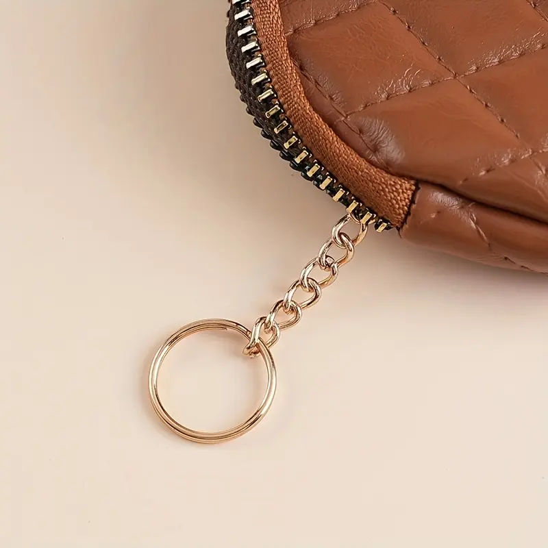 Zipper small wallet, fashionable diamond - shaped stitched coin change pouch, mini ladies' change purse
