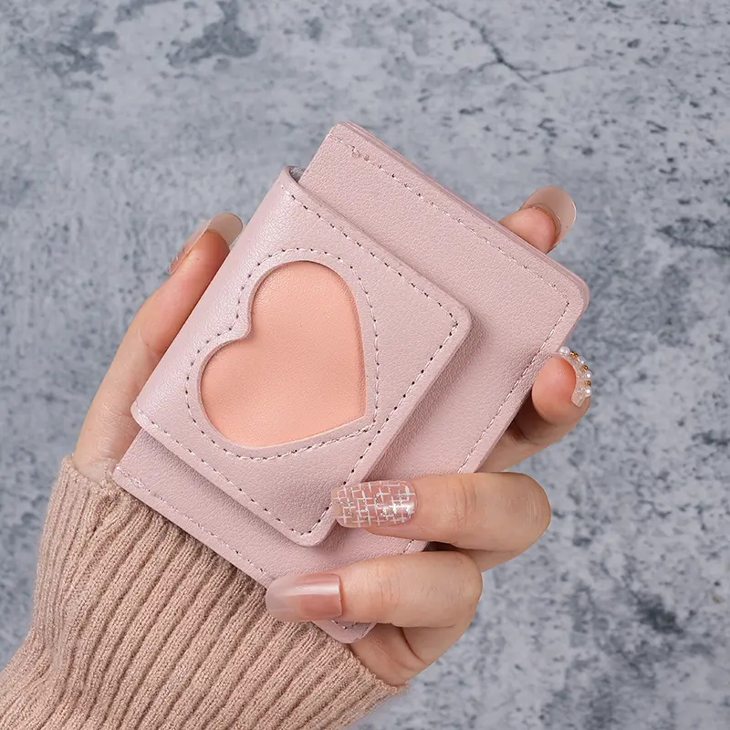 Min for the new ladies purse ins wind Korean love imprint short macaroon color matching women's coin purse.