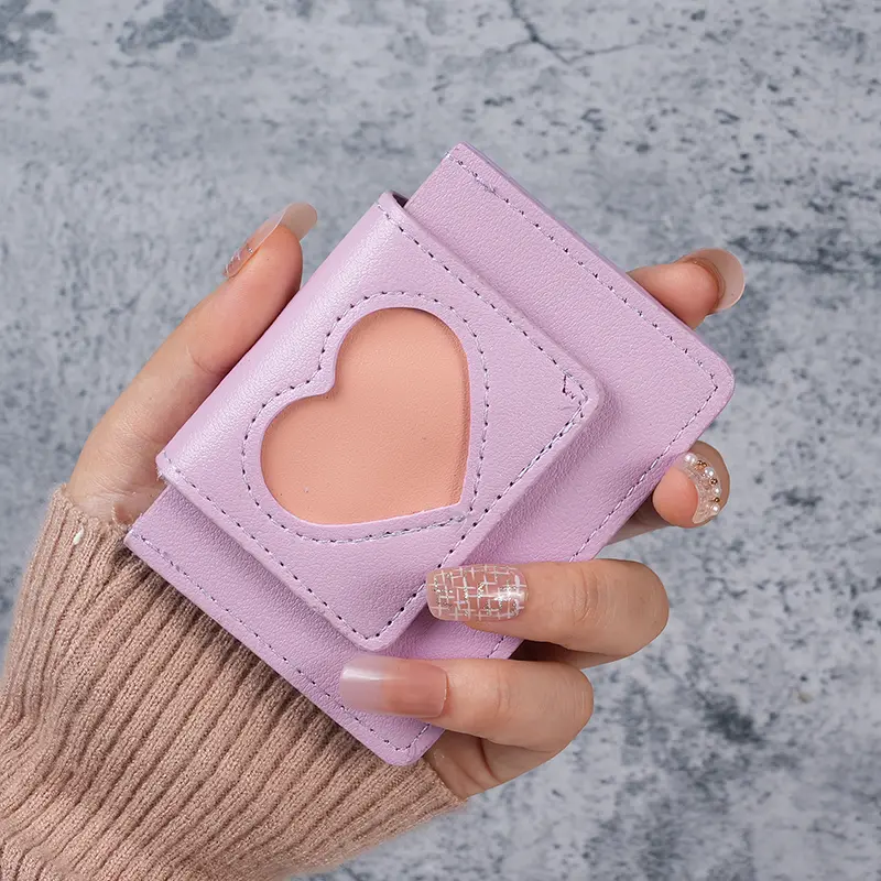 Min for the new ladies purse ins wind Korean love imprint short macaroon color matching women's coin purse.