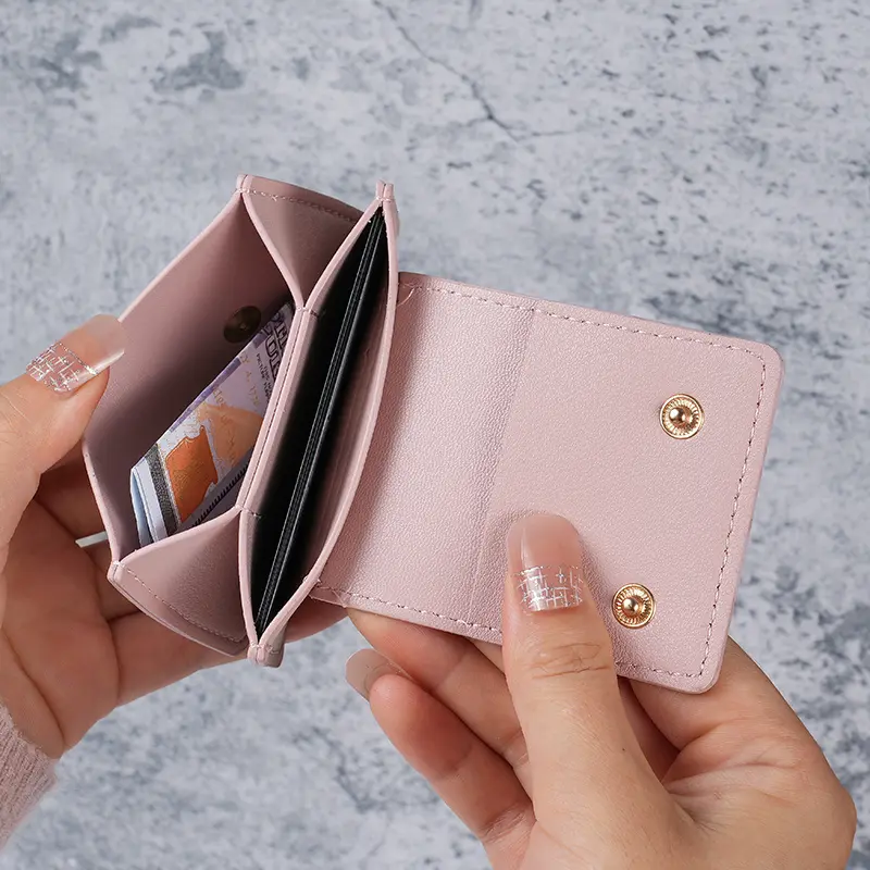 Min for the new ladies purse ins wind Korean love imprint short macaroon color matching women's coin purse.