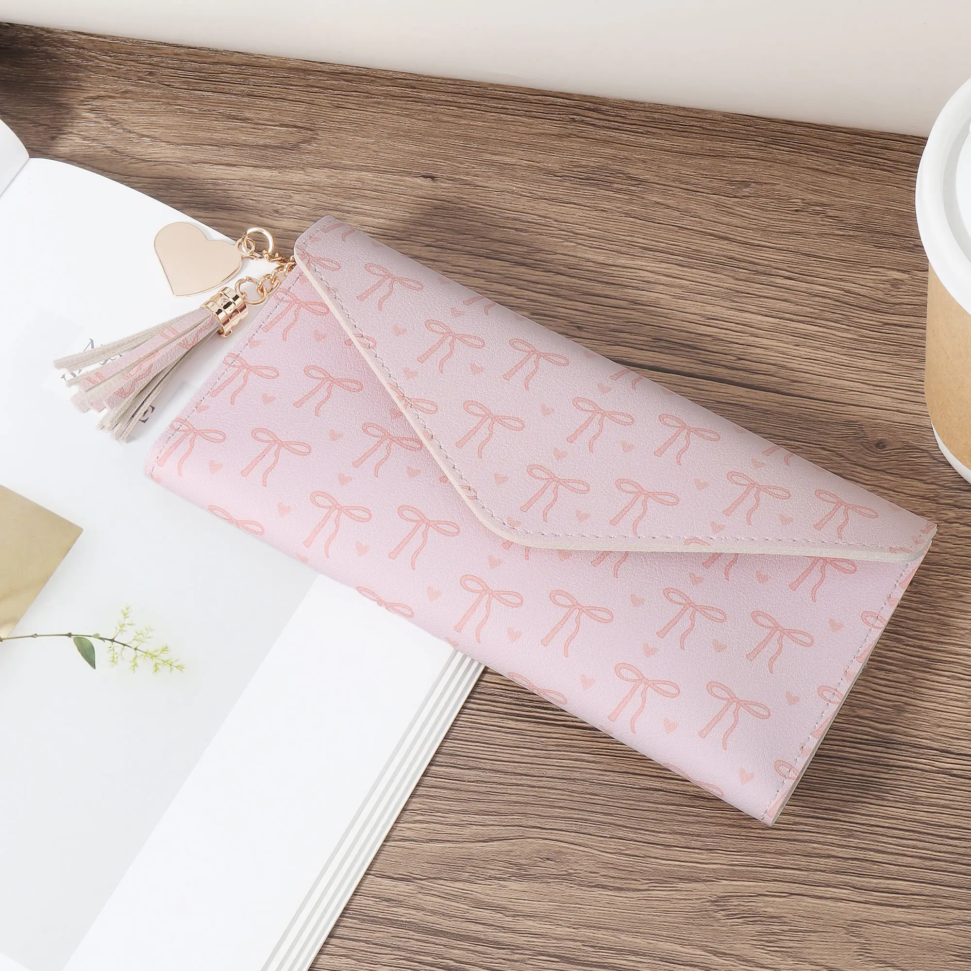 New Women's Long Wallet, Multi Card Slot Function Wallet, Women's Elegant Cotton Fabric Folding Wallet with Card Slot and Zipper