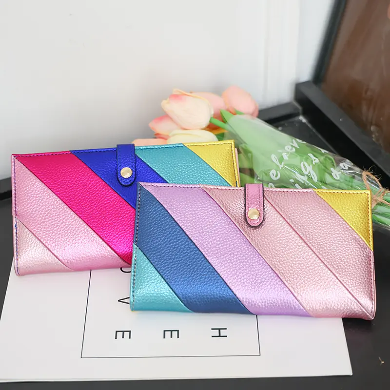Women's Elegant and Fashionable Patchwork Color Wallet, Sweet Style Simple Casual Card Holder