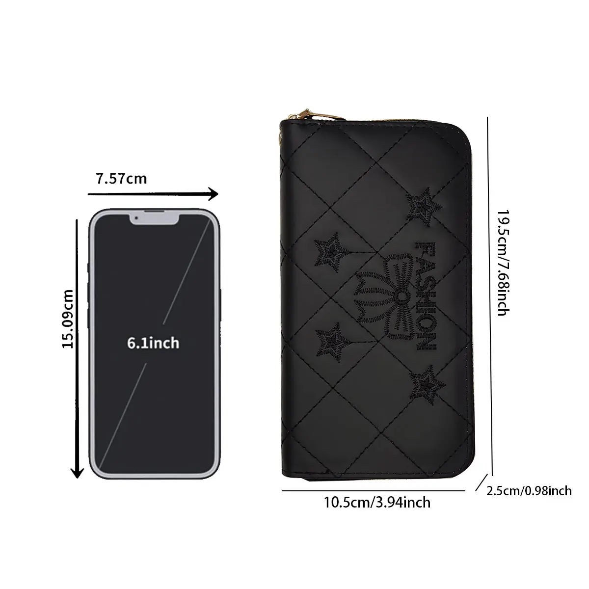 Women's wallet long bow pattern embroidered women's long zipper versatile wallet large capacity mobile wallet
