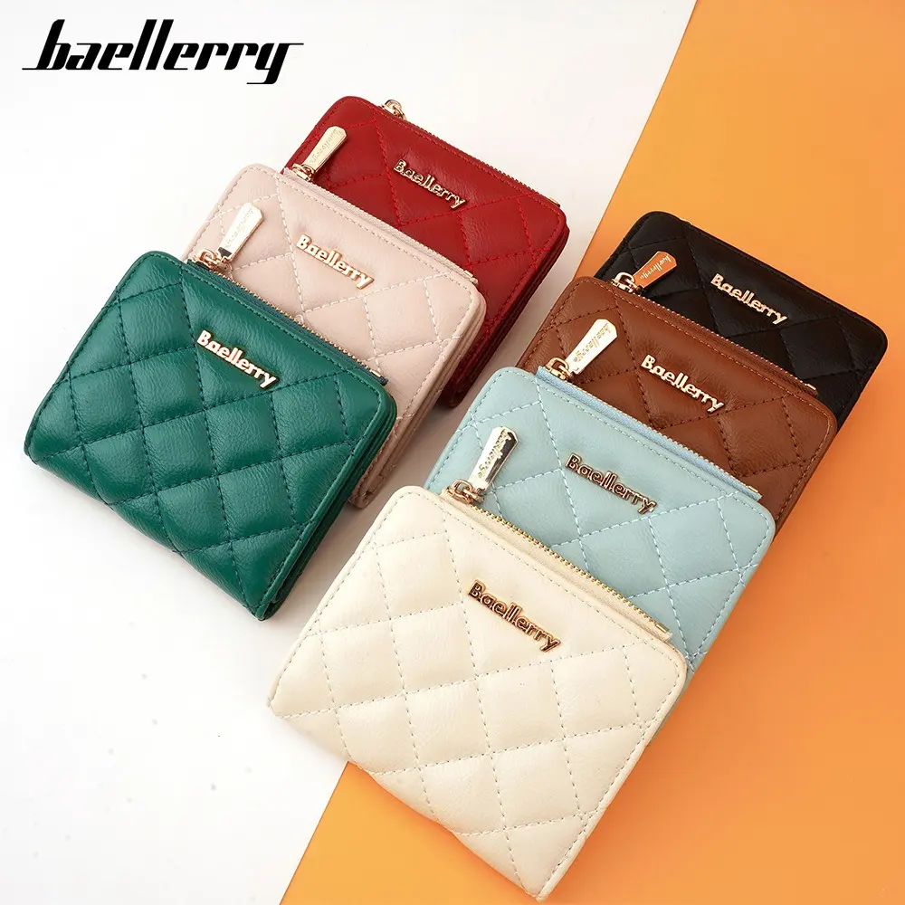 Baellerry 2025 Pure Color Women's Short Wallet - PU Minimalist Coin Purse with 4 Card Slots, Stylish Zipper Closure