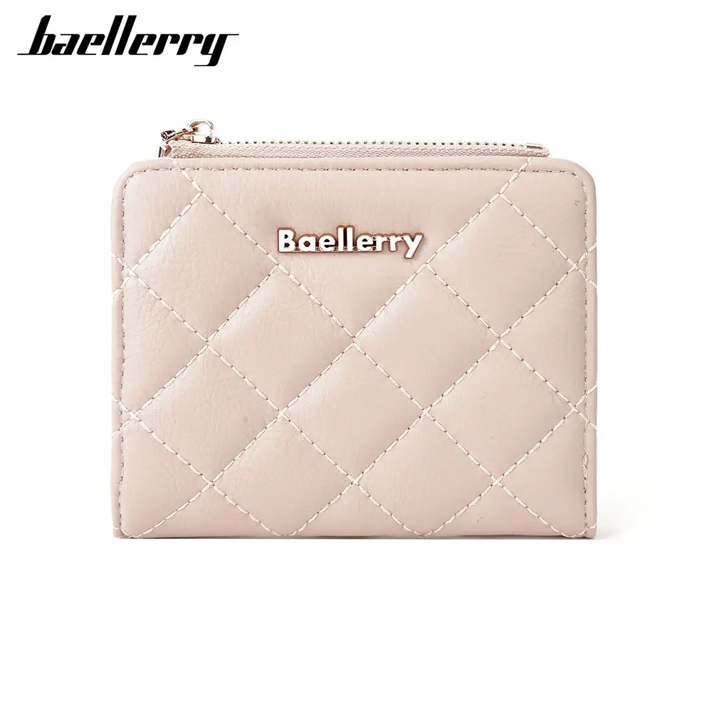 Baellerry 2025 Pure Color Women's Short Wallet - PU Minimalist Coin Purse with 4 Card Slots, Stylish Zipper Closure