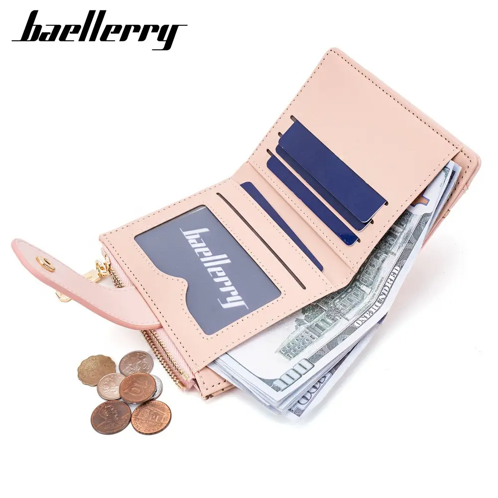 New Wallet for Women - Short PU Leather Card Bag with 4 Slots & Coin Pocket (Lightweight Gift)