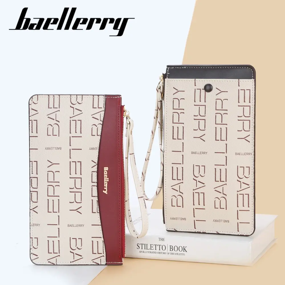 Baellerry Slim Long Wallet Women 2025 - PU Minimalist Zipper Purse, 4 Card Pockets & ID Window, Travel Essential