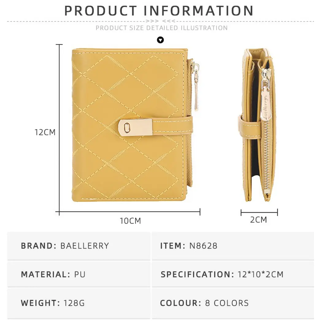 New Wallet for Women - Short PU Leather Card Bag with 4 Slots & Coin Pocket (Lightweight Gift)