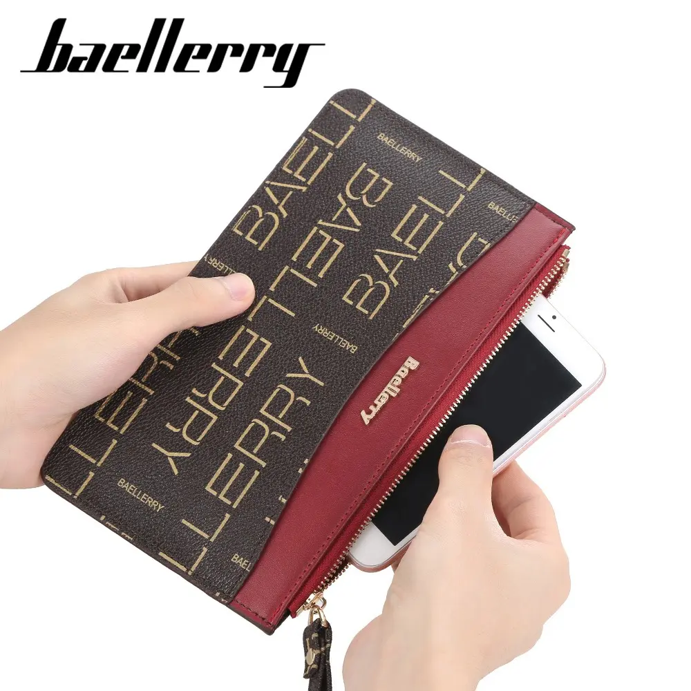 Baellerry Slim Long Wallet Women 2025 - PU Minimalist Zipper Purse, 4 Card Pockets & ID Window, Travel Essential