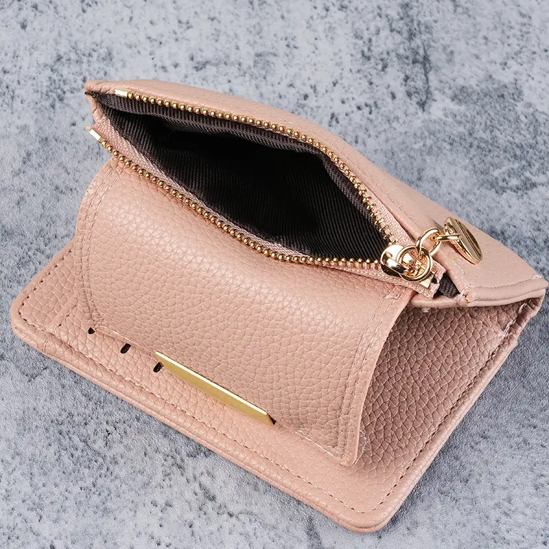 Cross border lychee wallet, women's short wallet, women's card wallet, all in one wallet, women's high-end feel