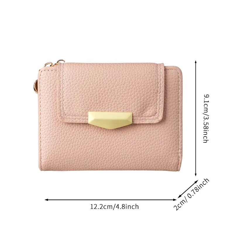 Cross border lychee wallet, women's short wallet, women's card wallet, all in one wallet, women's high-end feel