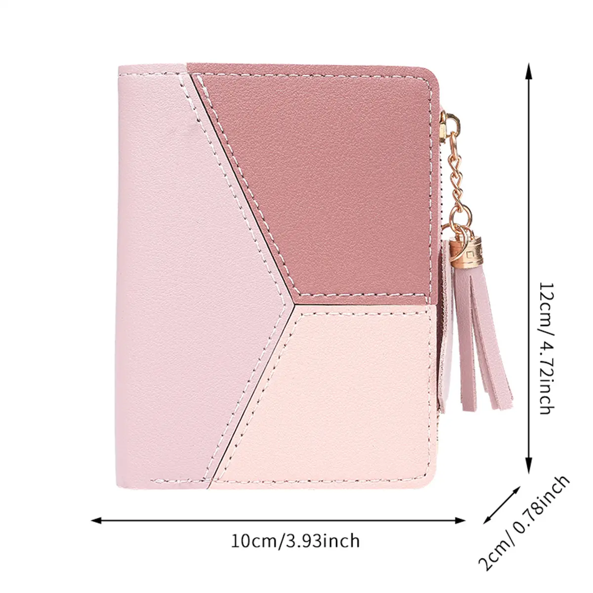 Purse Female Short New Korean Version Of The Collage Color Tassel Ultra-thin Two-fold Wallet Card Bag Fresh Female Change Purse