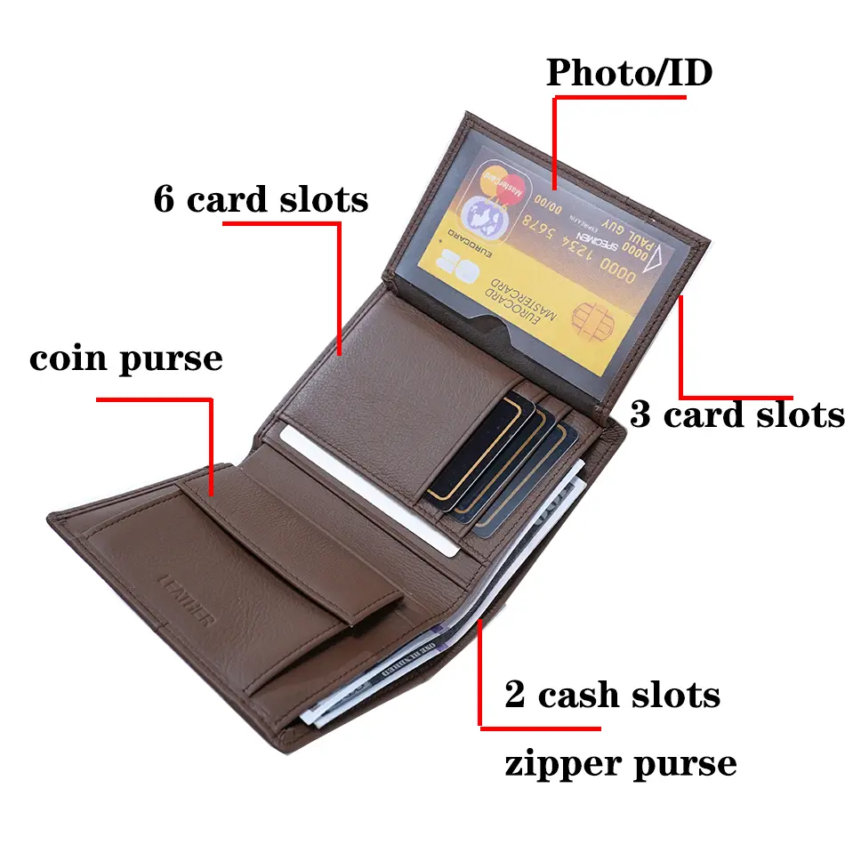 Genuine Leather Men Wallets Short Male Purse Card Holder Wallet Men Fashion RFID anti-theft Wallet for men and women