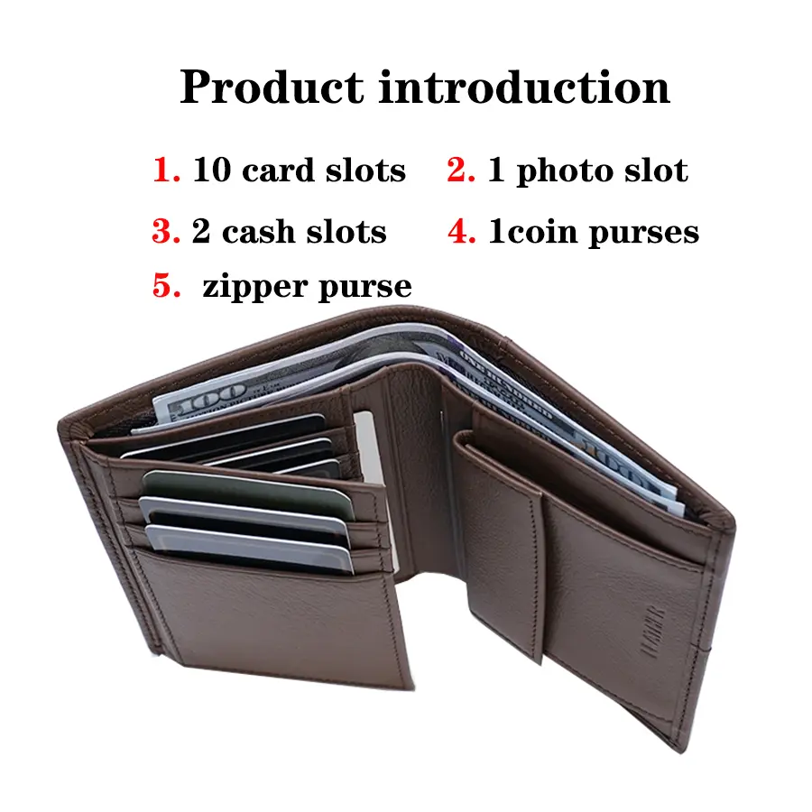 Genuine Leather Men Wallets Short Male Purse Card Holder Wallet Men Fashion RFID anti-theft Wallet for men and women