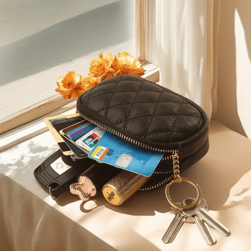 New PU leather rhombus small wallet mini coin change bag double zipper storage change bag