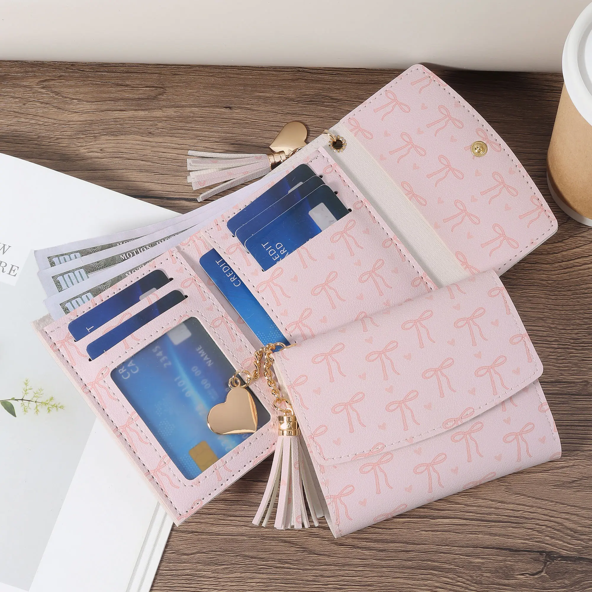 Fashionable women's multifunctional short high-quality credit card storage bag, simple and casual multifunctional card holder, m