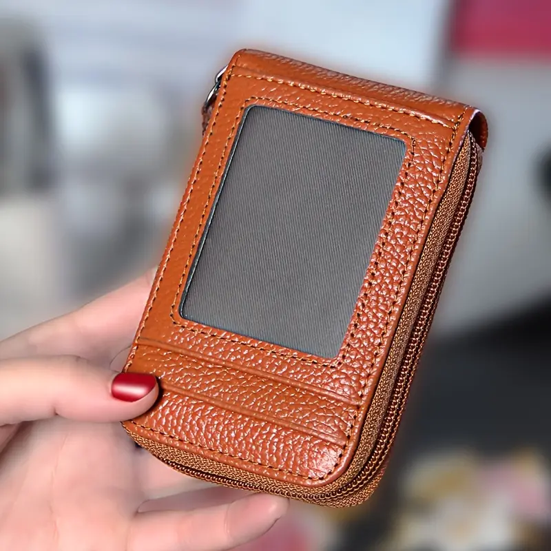 Women's Credit Card Wallet Multi Card Case Wallet with ID Window Zipper Card Cases Holder for Women Business Multifunction Purse