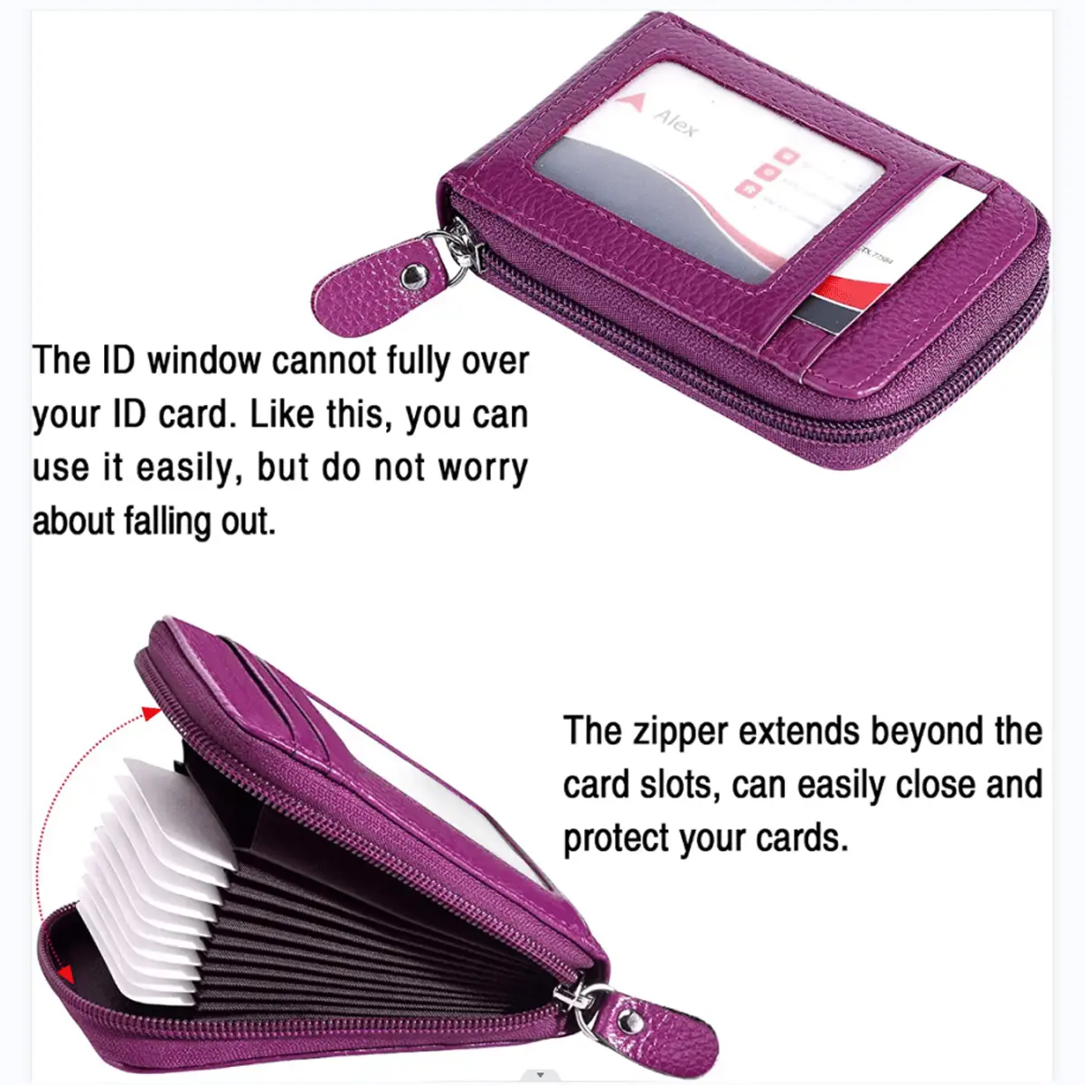 Women's Credit Card Wallet Multi Card Case Wallet with ID Window Zipper Card Cases Holder for Women Business Multifunction Purse