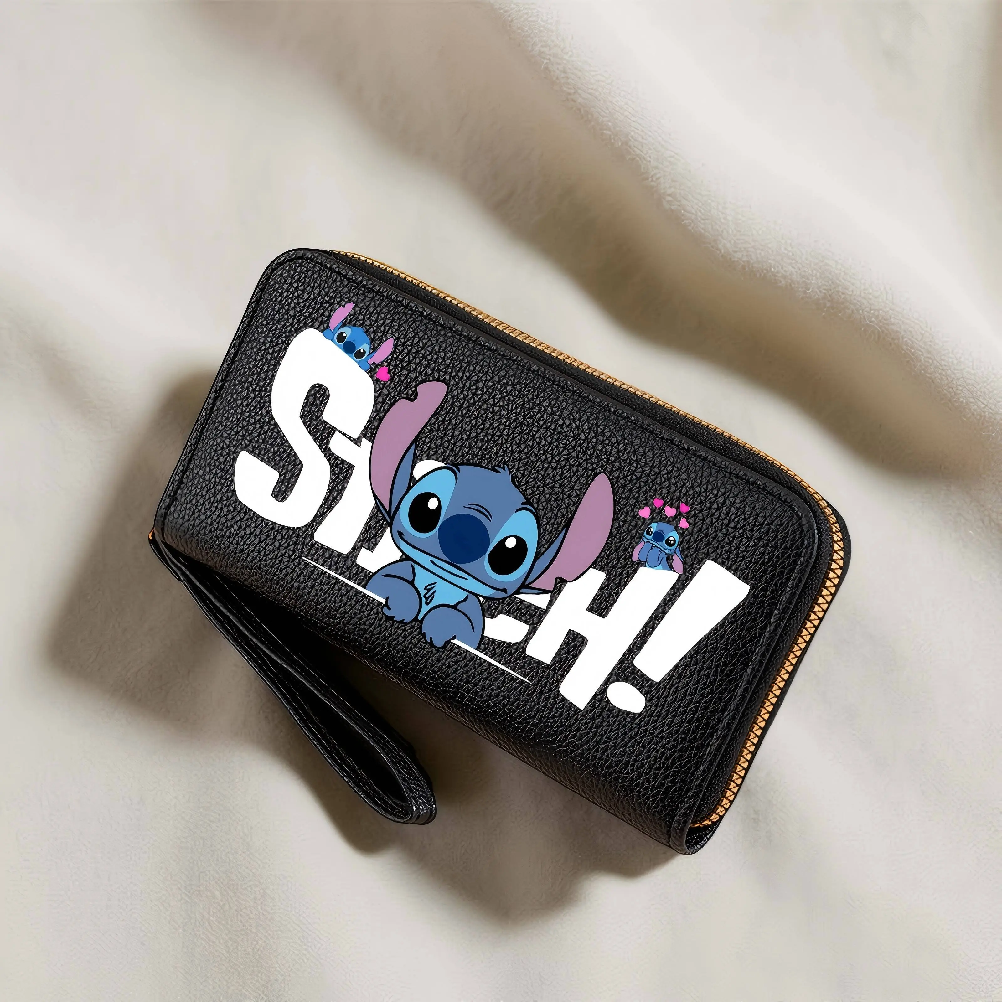 Stitch Long Zip Wallet with Stitch Print & Wrist Strap, Cute Cartoon Pattern Soft Texture Wallet for Women, 4 Colors