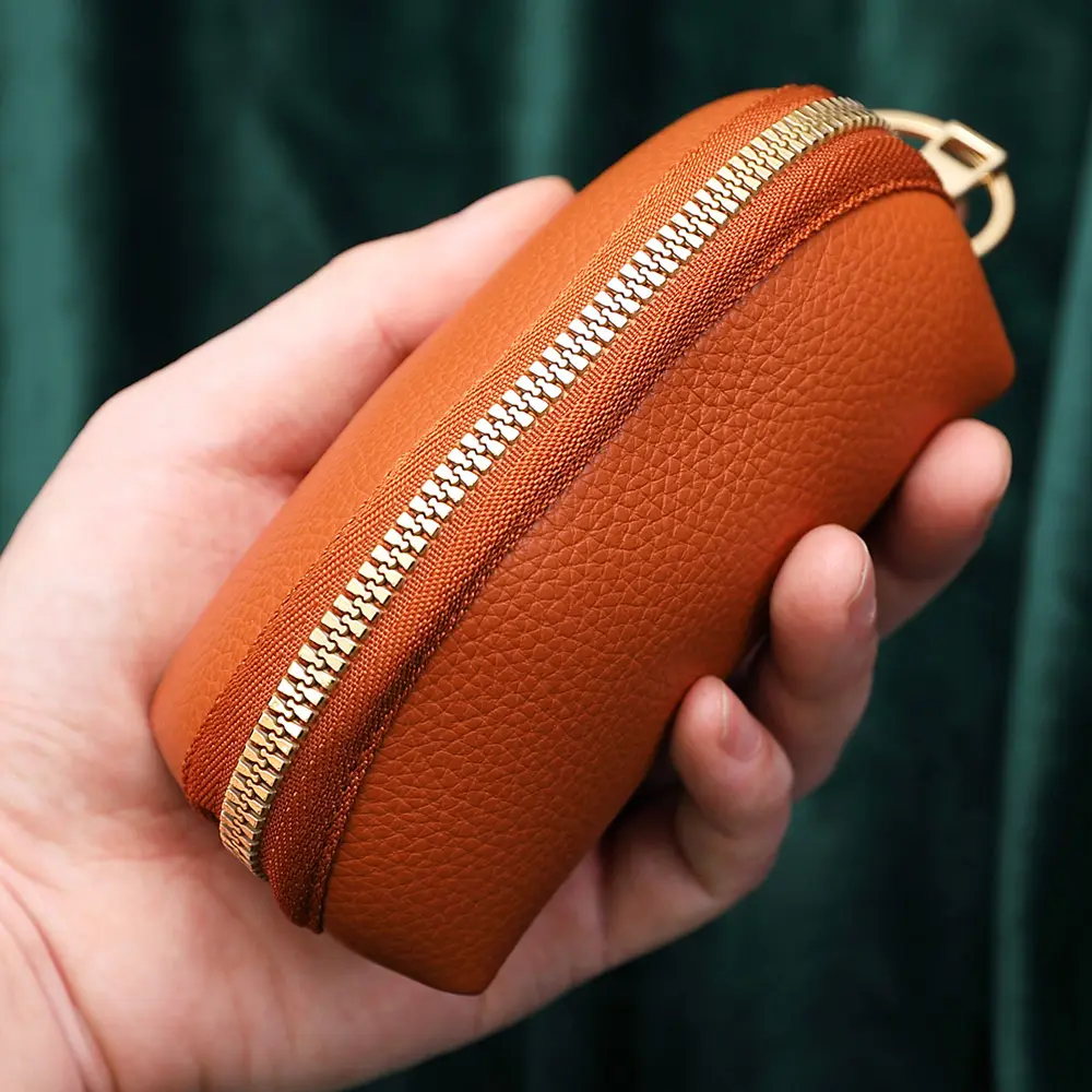 Men Lychee Patterned Soft Leather Fashionable Key Bag Zipper Cute Mini Zero Wallet Girl