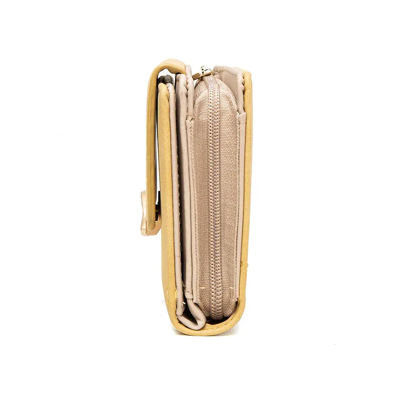 Purse women's short 2023 new niche design simple retro frosted leaf women's purse fashion coin purse zipper folding student wall