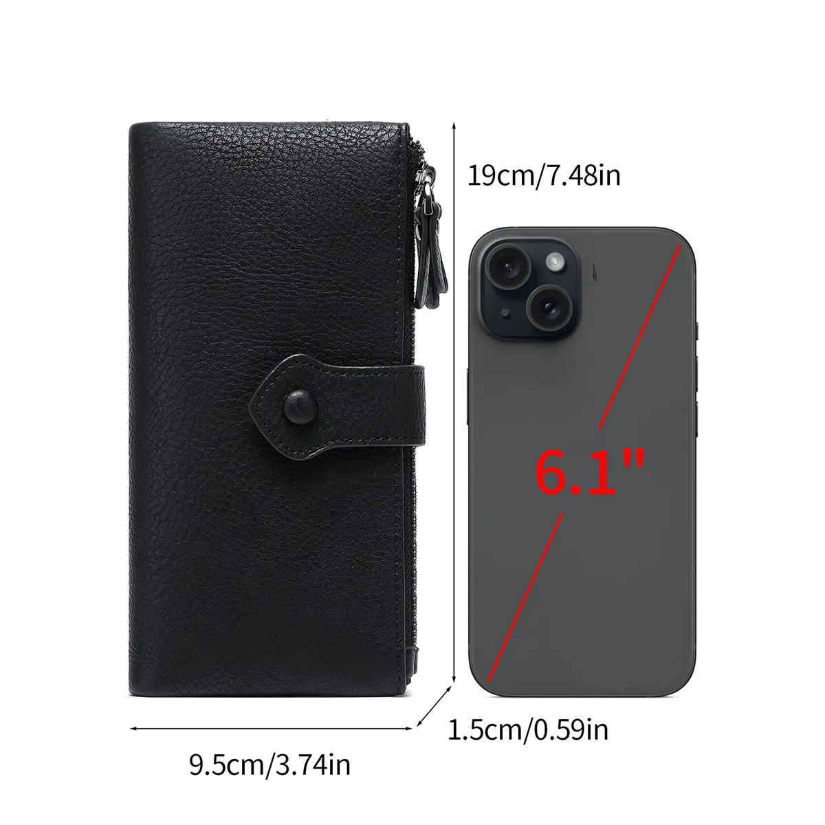 Litchi pattern men's and women's wallets double zipper long wallet fashionable large capacity credit card holder coin purse