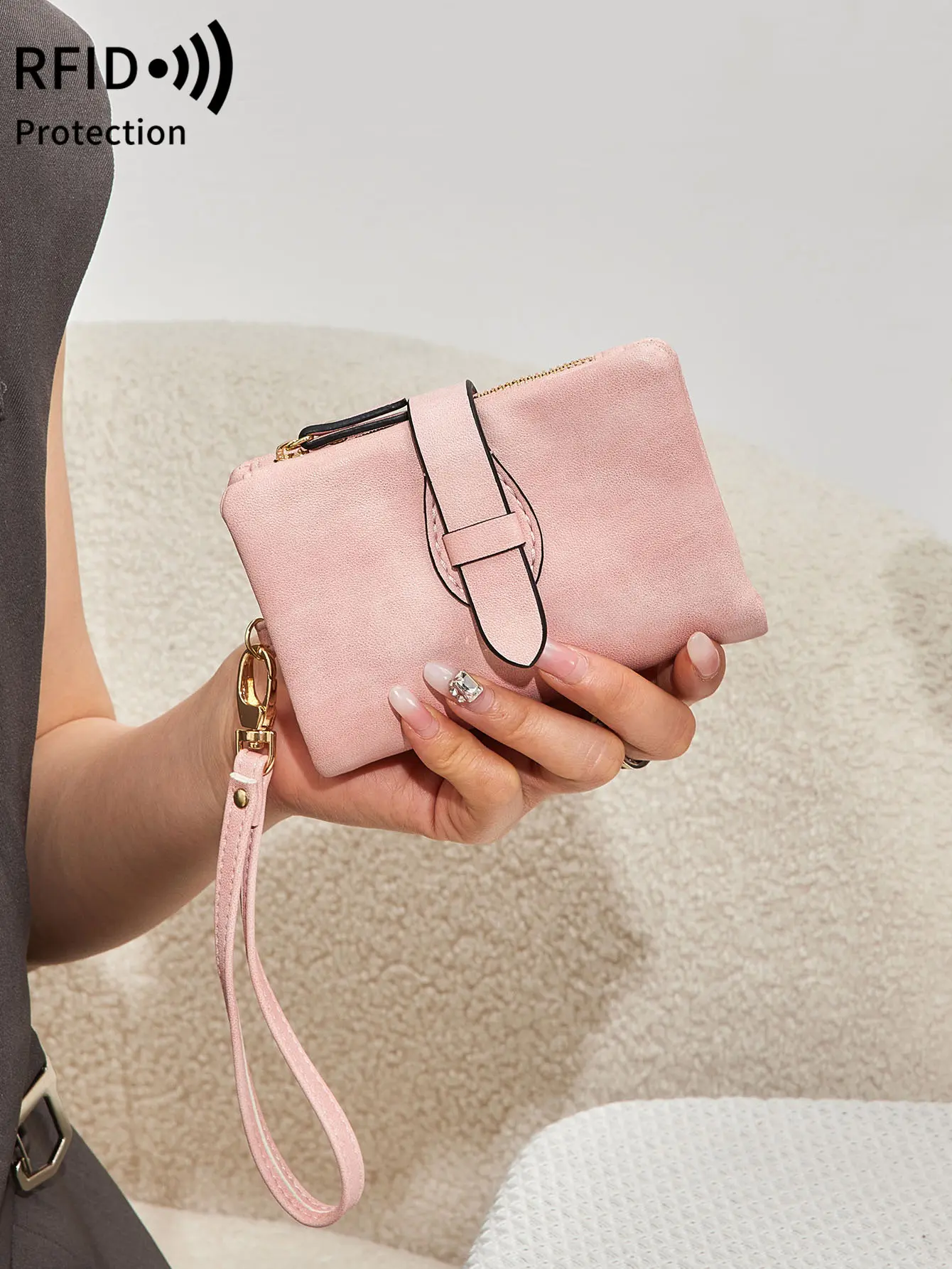 MIYIN Classic Women's Trifold Wallet SmallRFID Blocking Compact Credit Card Holder with ID Window and Wristband Short Coin Purse