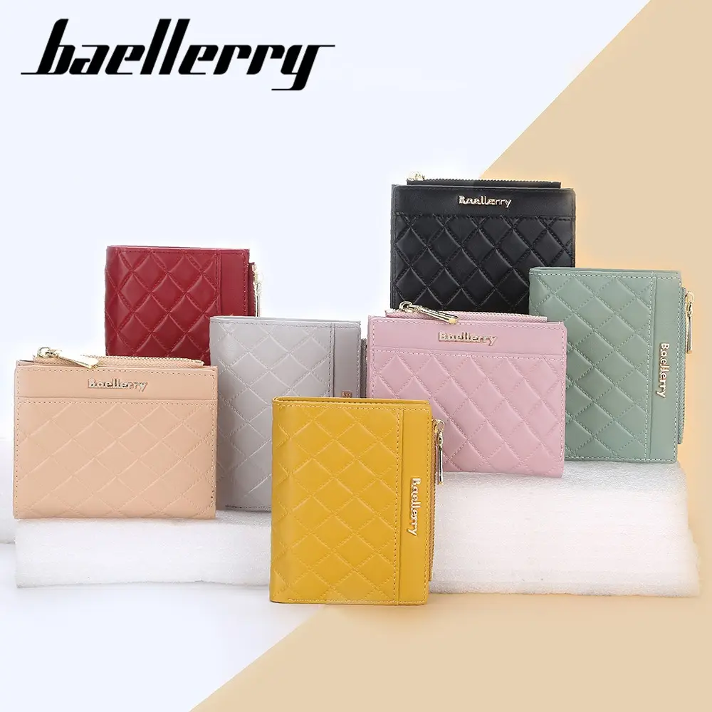 Baellerry Monochrome Work Purse 2025 - Women's RFID-Free PU Wallet, Spacious Multi-Pocket Card Holder with ID Window