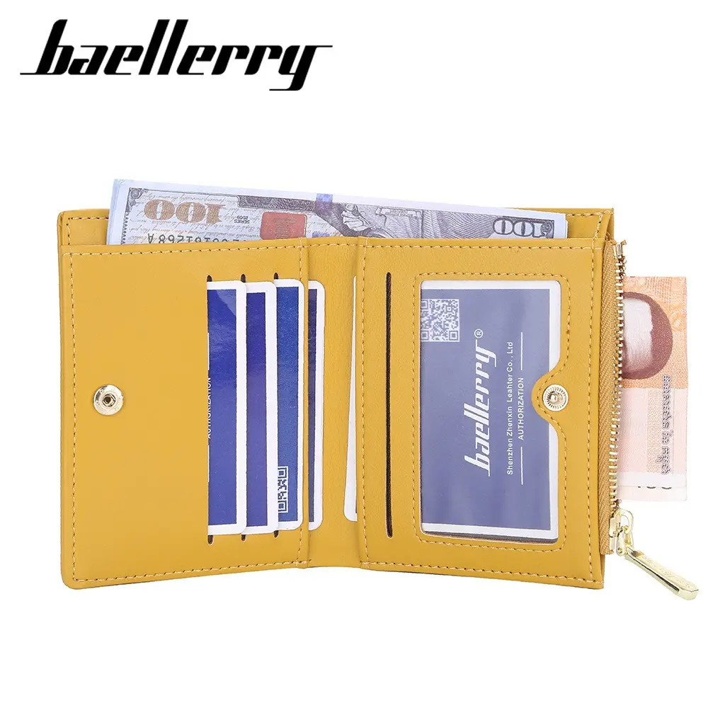 Baellerry Monochrome Work Purse 2025 - Women's RFID-Free PU Wallet, Spacious Multi-Pocket Card Holder with ID Window