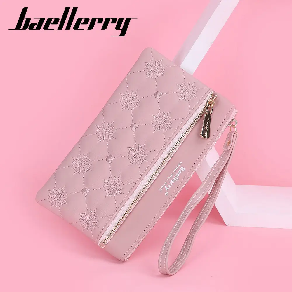 Baellerry Pebble Grain Women's Wallet - Large Capacity Long Design with 4 Slots, Zippered RFID-Blocking Alternative