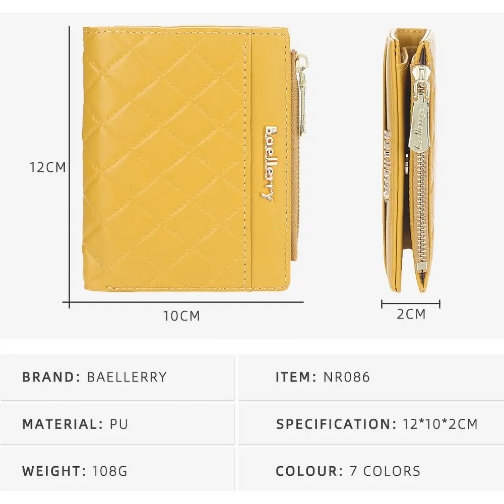 Baellerry Monochrome Work Purse 2025 - Women's RFID-Free PU Wallet, Spacious Multi-Pocket Card Holder with ID Window
