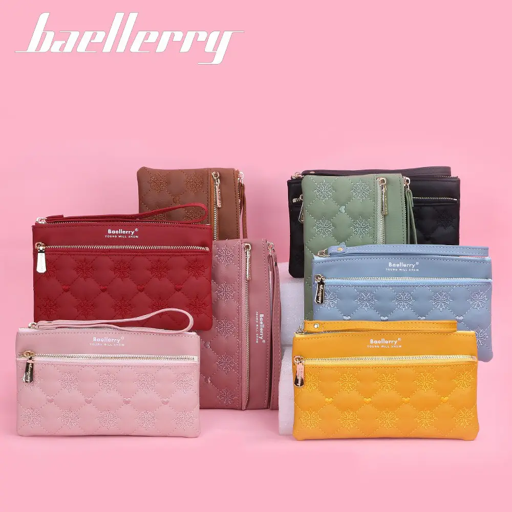 Baellerry Pebble Grain Women's Wallet - Large Capacity Long Design with 4 Slots, Zippered RFID-Blocking Alternative