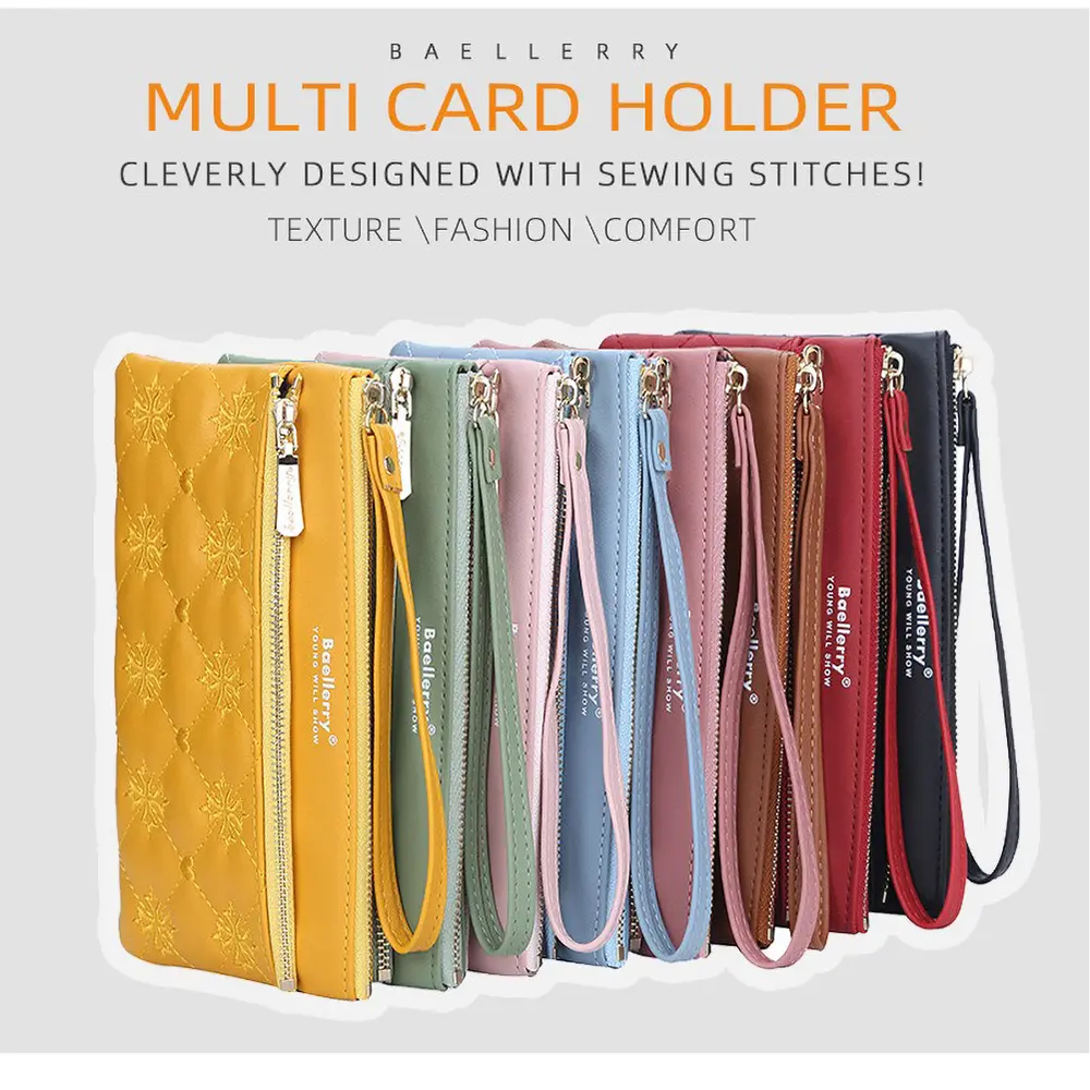 Baellerry Pebble Grain Women's Wallet - Large Capacity Long Design with 4 Slots, Zippered RFID-Blocking Alternative