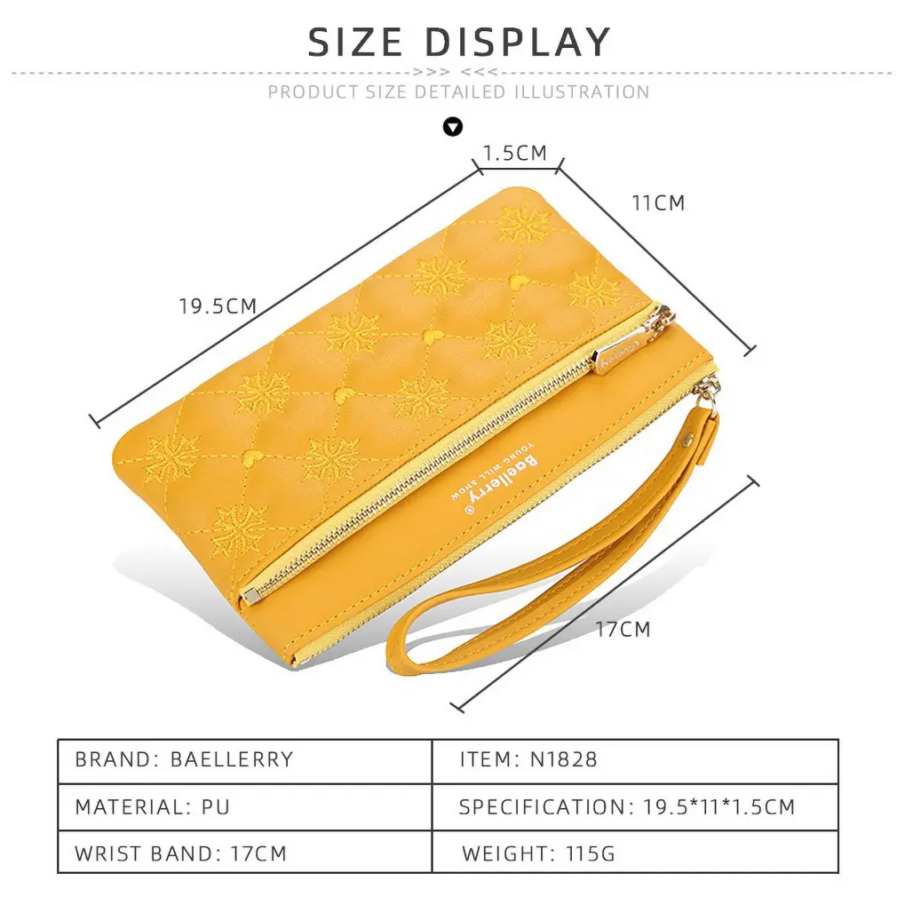 Baellerry Pebble Grain Women's Wallet - Large Capacity Long Design with 4 Slots, Zippered RFID-Blocking Alternative