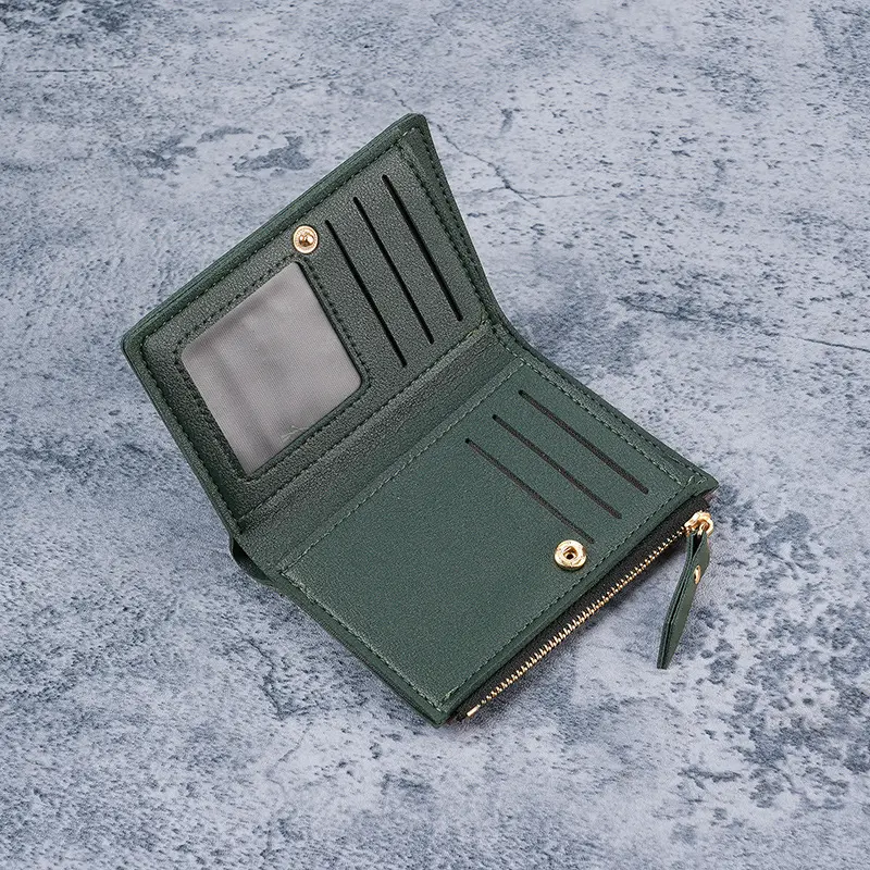 Women Vertical Buckle Cherry Embroidered Small Short Wallet Simple Wallet Girls Zipper Purse Women's Bag 2025 Card Bags