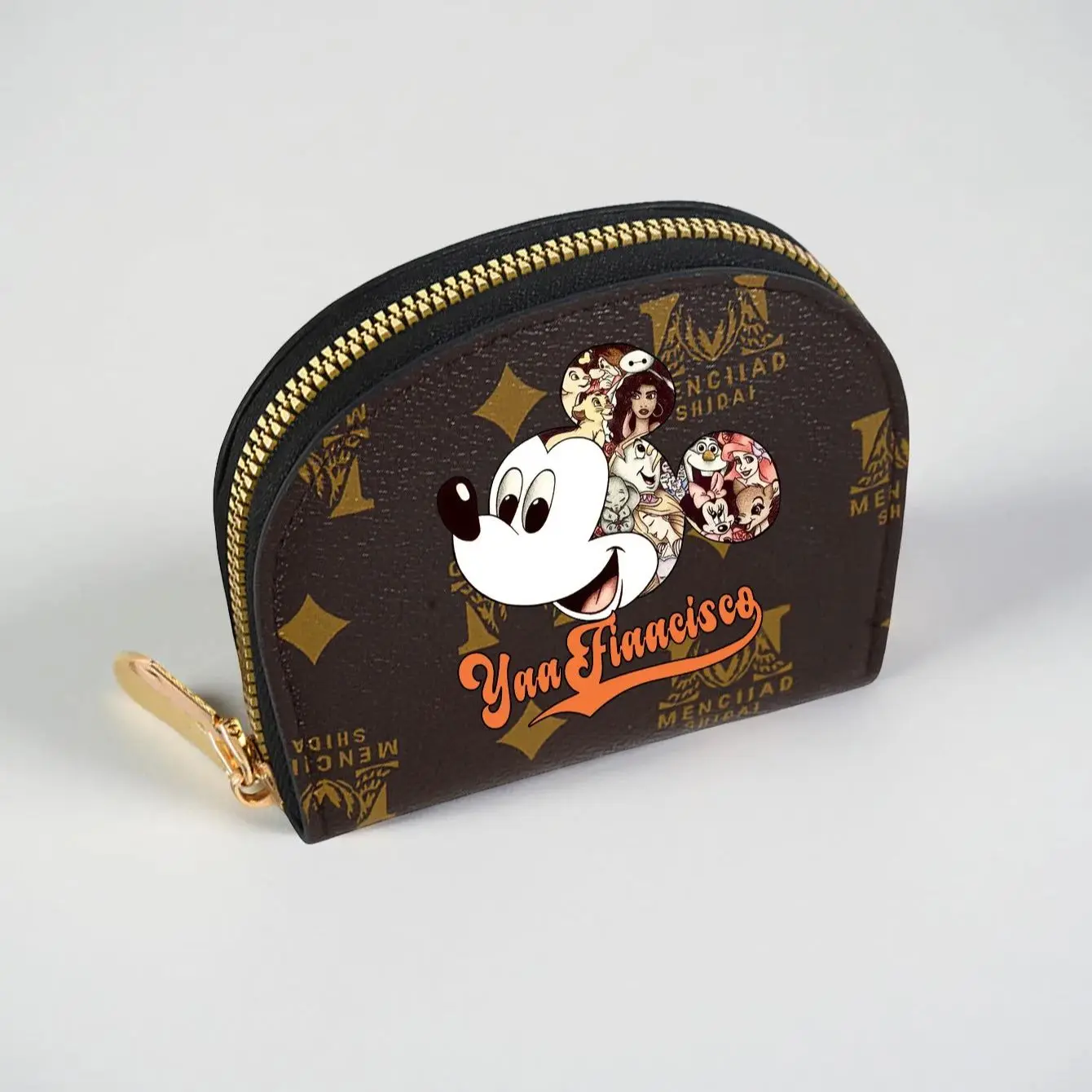 Mickey and Minnie Shell-Shaped Zip Wallet, Stitch Print Coin Purse with Card Slots Bill Pocket, PU Leather for Women, Cute Gift